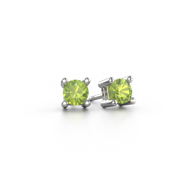 Image of Stud earrings Eline 585 white gold Peridot 5 mm