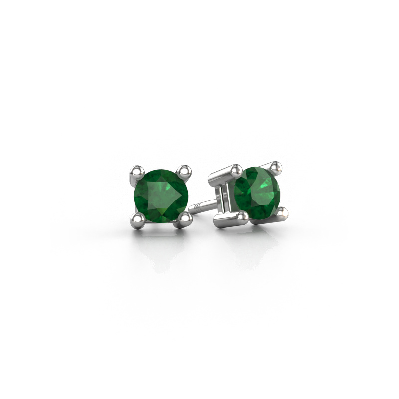Image of Stud earrings Eline 950 platinum Emerald 5 mm