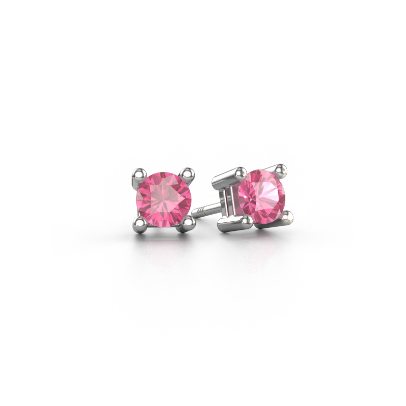 Image of Stud earrings Eline 585 white gold Pink sapphire 5 mm