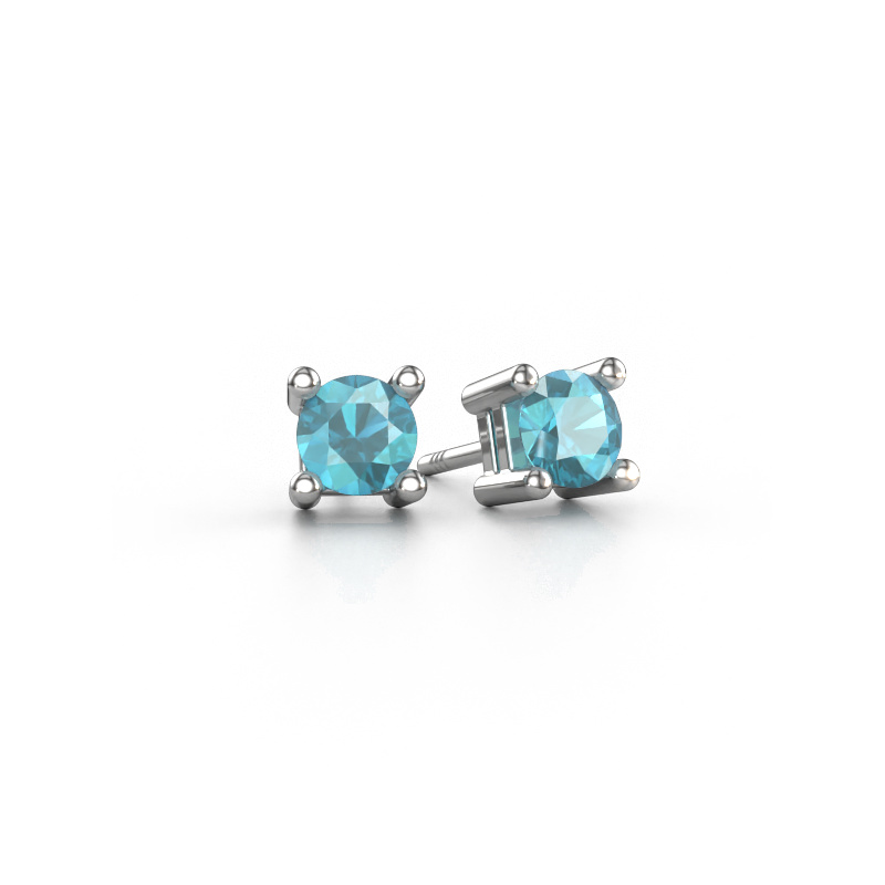 Image of Stud earrings Eline 950 platinum Blue topaz 5 mm