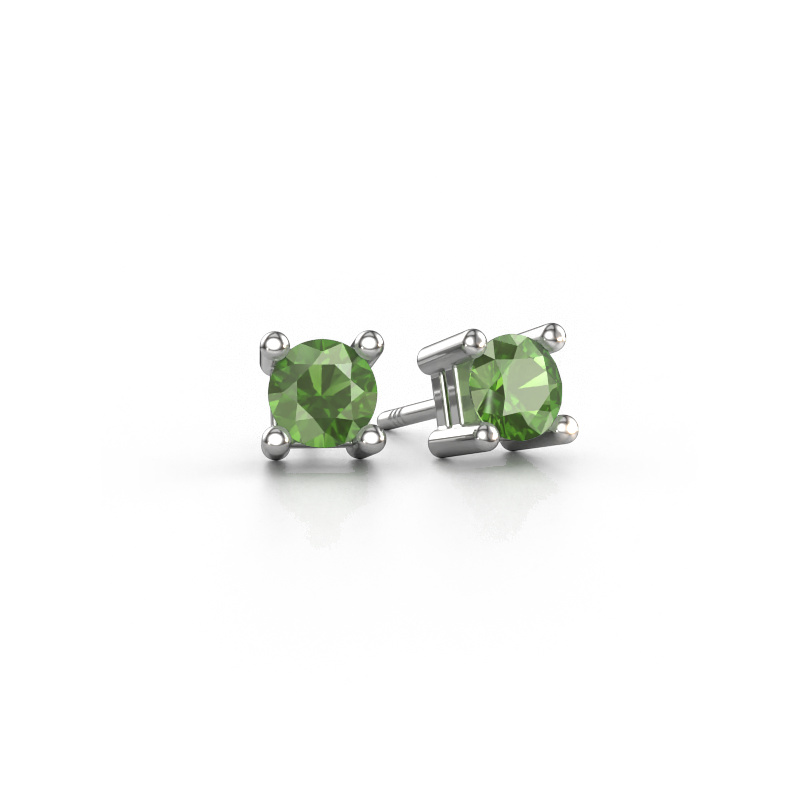 Image of Stud earrings Eline 950 platinum Tourmaline green 5 mm