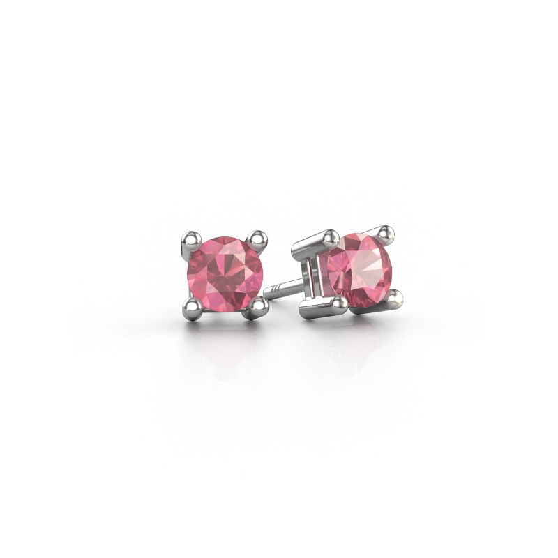Image of Stud earrings Eline 950 platinum Tourmaline pink 5 mm