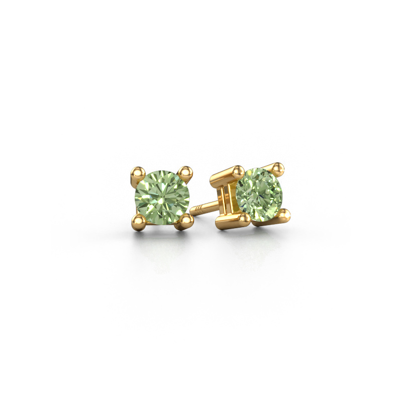 Image of Stud earrings Eline 585 gold Green lab grown diamond 5 mm