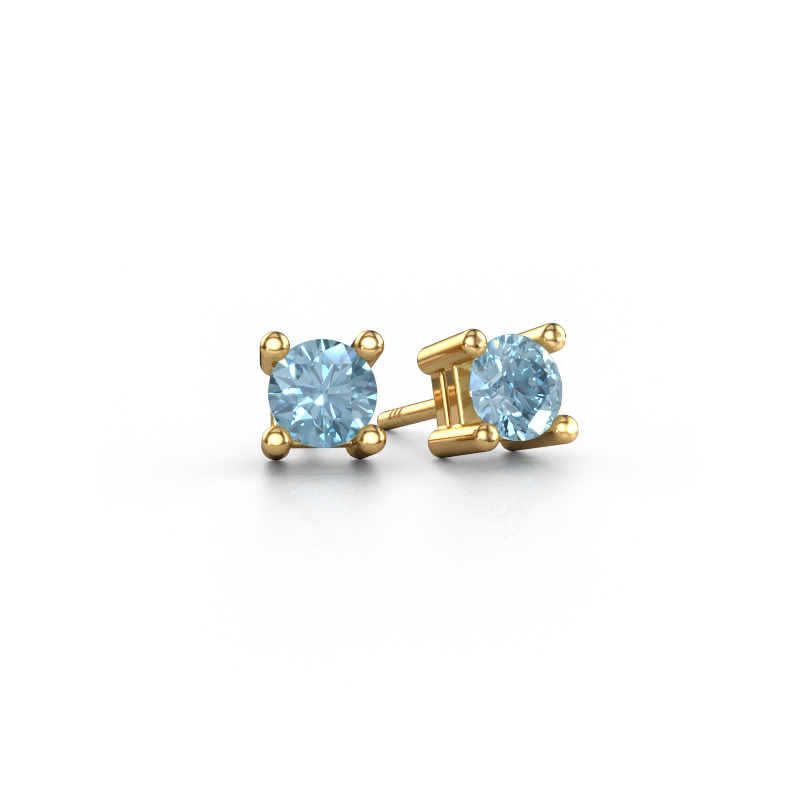 Image of Stud earrings Eline 585 gold Blue lab grown diamond 5 mm