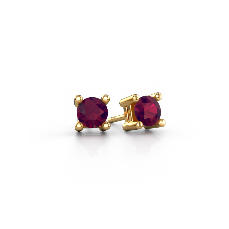Image of Stud earrings Eline 585 gold Rhodolite 5 mm