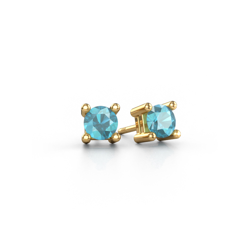 Image of Stud earrings Eline 585 gold Blue topaz 5 mm