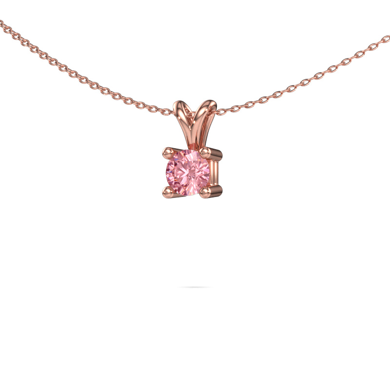 Image of Necklace Eline 585 rose gold Pink lab grown diamond 5 mm