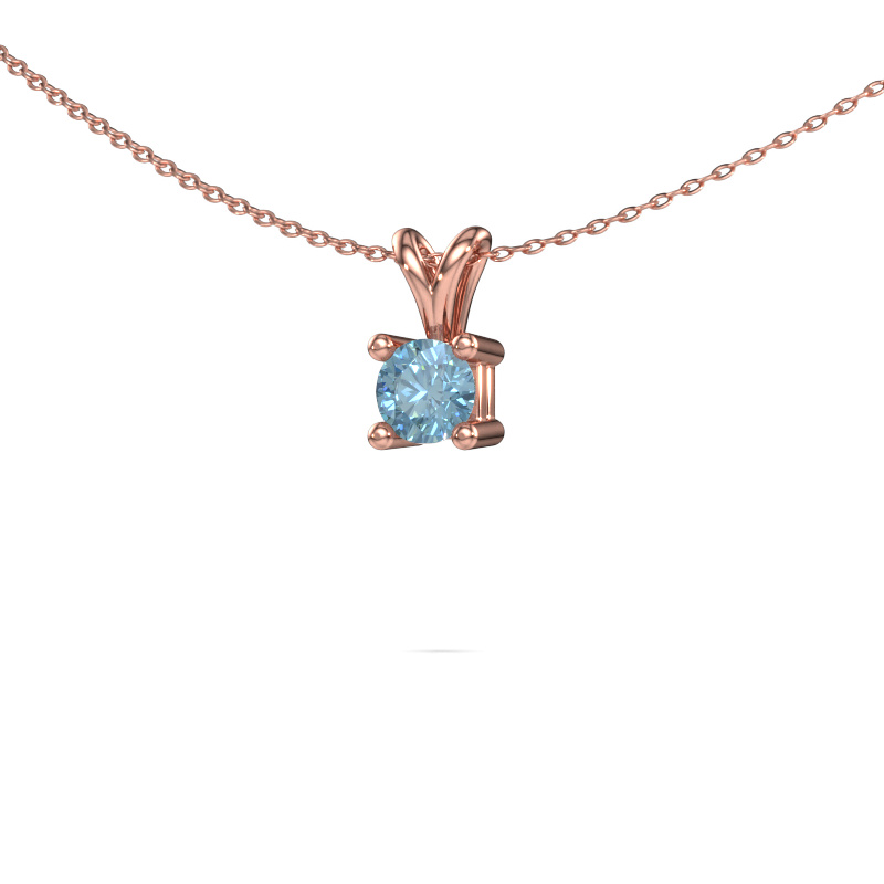Image of Necklace Eline 585 rose gold Blue lab grown diamond 5 mm