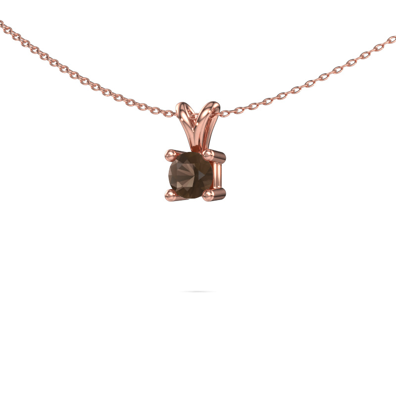 Image of Necklace Eline 585 rose gold Smokey quartz 5 mm