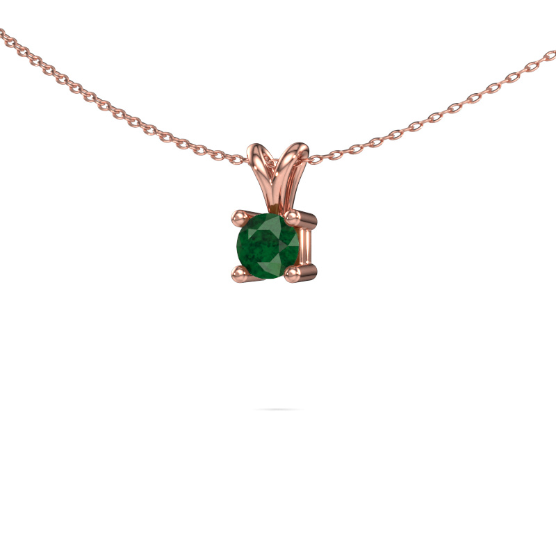 Image of Necklace Eline 585 rose gold Emerald 5 mm