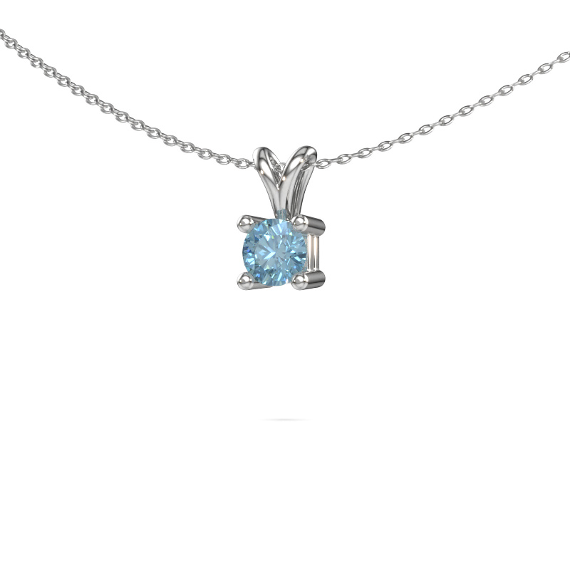 Afbeelding van Ketting Eline 585 Witgoud Blauwe lab grown diamant 5 mm
