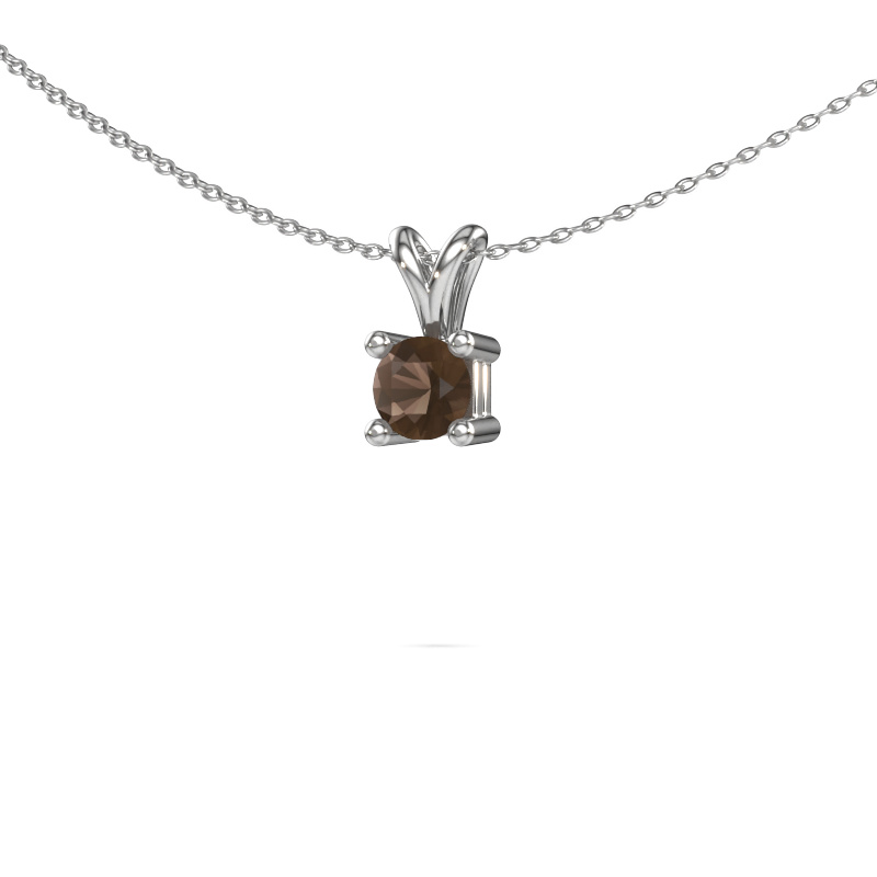 Image of Necklace Eline 950 platinum Smokey quartz 5 mm