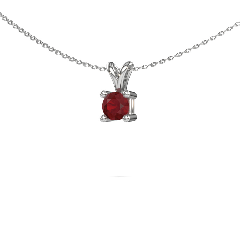 Image of Necklace Eline 585 white gold Ruby 5 mm