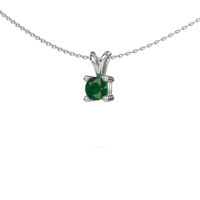 Image of Necklace Eline 585 white gold Emerald 5 mm