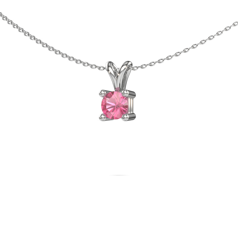Image of Necklace Eline 585 white gold Pink sapphire 5 mm
