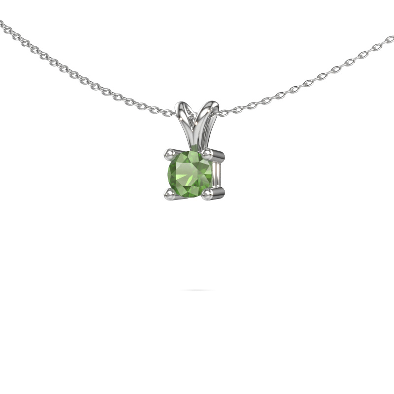 Image of Necklace Eline 585 white gold Tourmaline green 5 mm