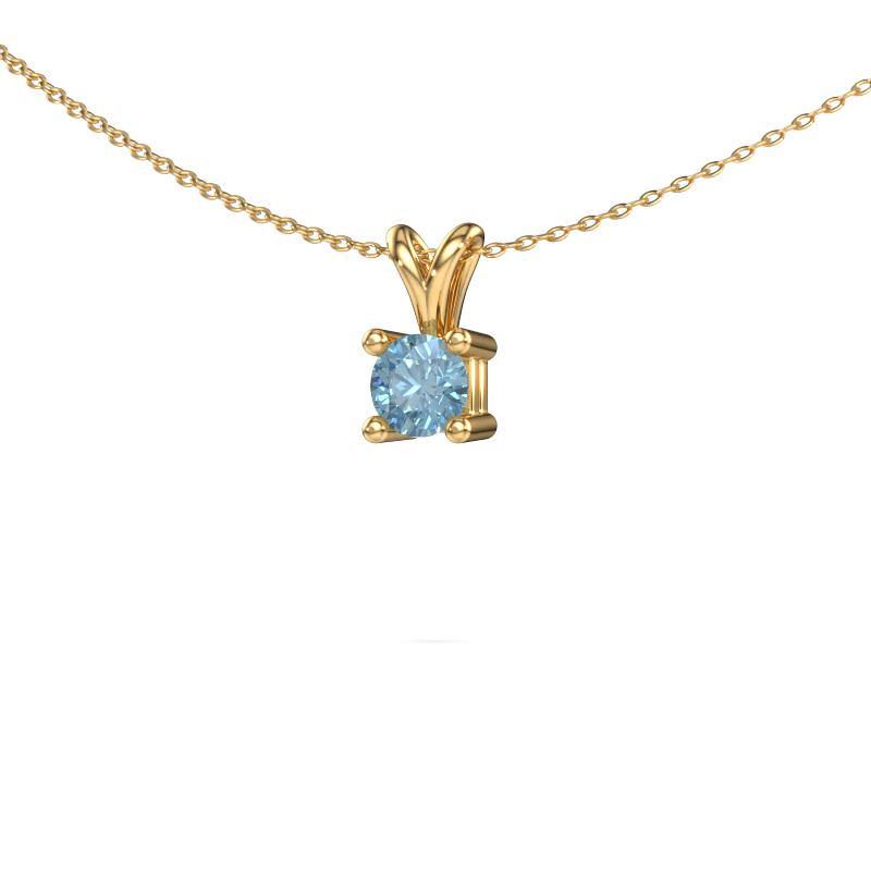 Image of Necklace Eline 585 gold Blue lab grown diamond 5 mm