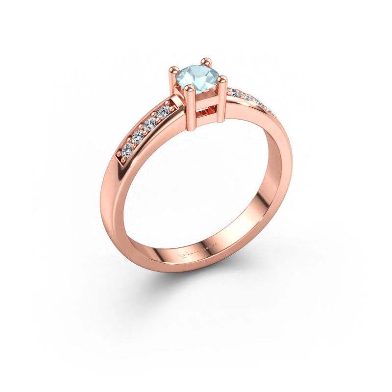 Immagine di Anello di fidanzamento Eline 2 585 oro rosa Acquamarina 3.7 mm