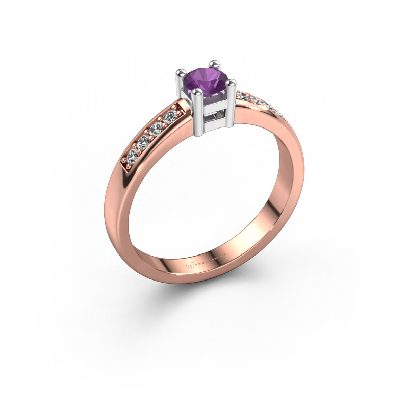 Image of Engagement ring Eline 2 585 rose gold Amethyst 3.7 mm