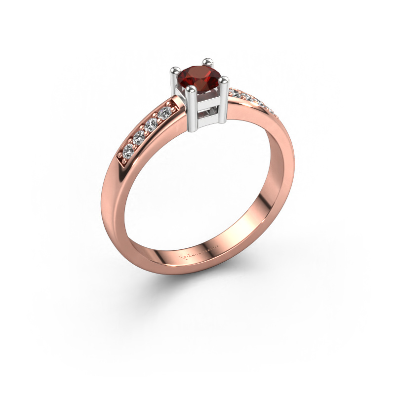 Image of Engagement ring Eline 2 585 rose gold Garnet 3.7 mm