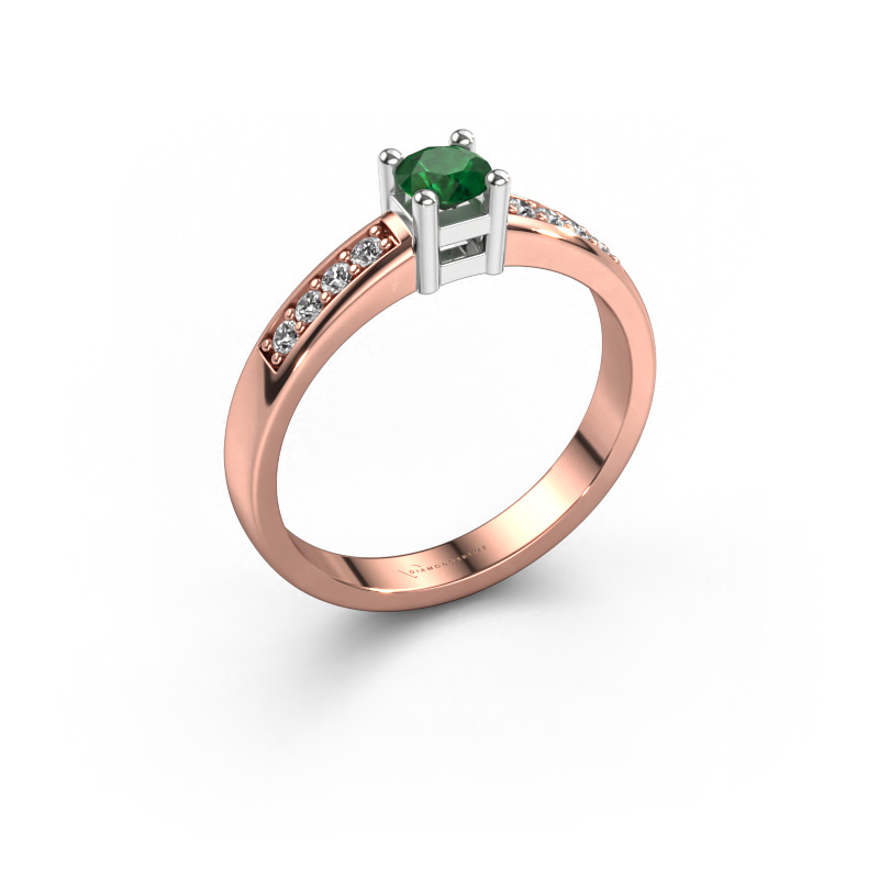 Bild von Verlobungsring Eline 2 585 Roségold Smaragd 3.7 mm