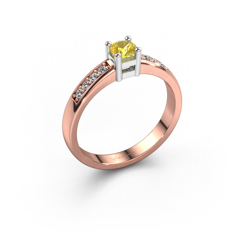 Bild von Verlobungsring Eline 2 585 Roségold Gelb Saphir 3.7 mm