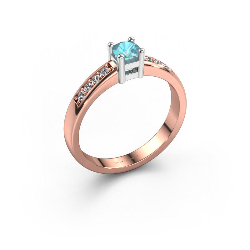 Image de Bague de fiançailles Eline 2 585 or rose Topaze bleue 3.7 mm