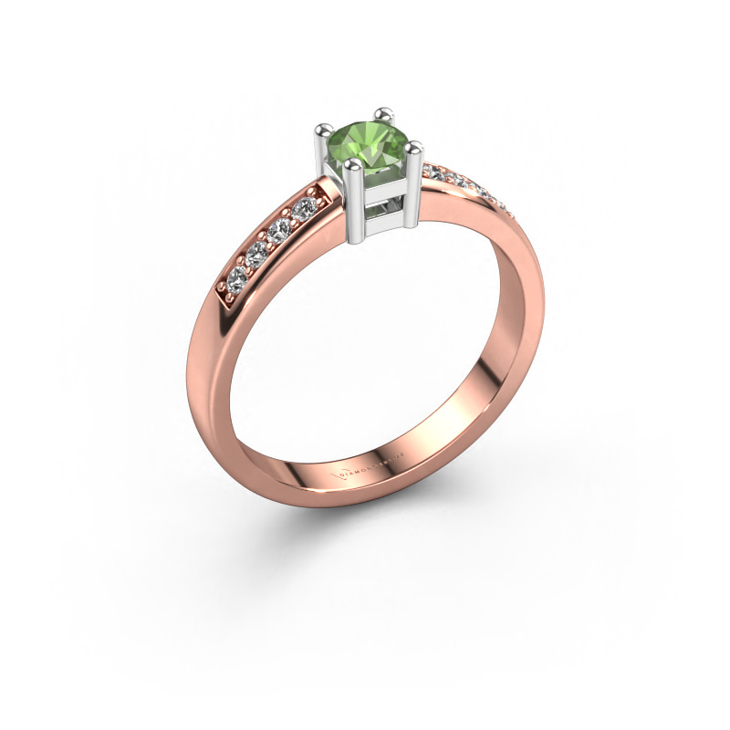 Image of Engagement ring Eline 2 585 rose gold Tourmaline green 3.7 mm