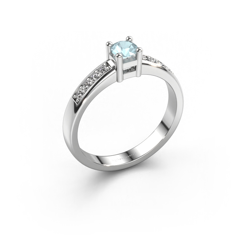 Image of Engagement ring Eline 2 950 platinum Aquamarine 3.7 mm