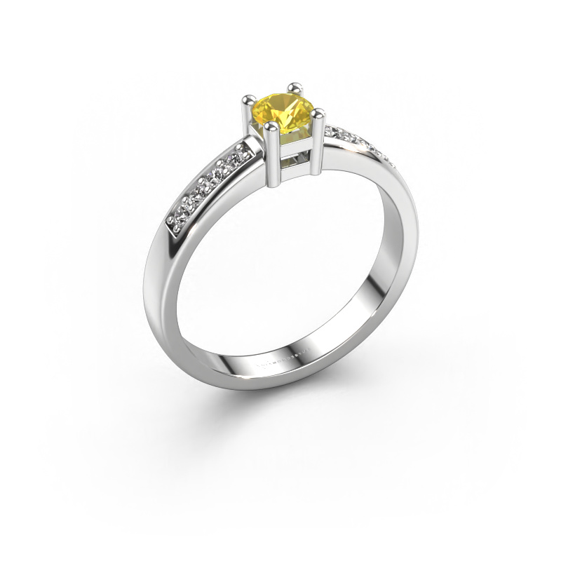 Image of Engagement ring Eline 2 950 platinum Yellow sapphire 3.7 mm