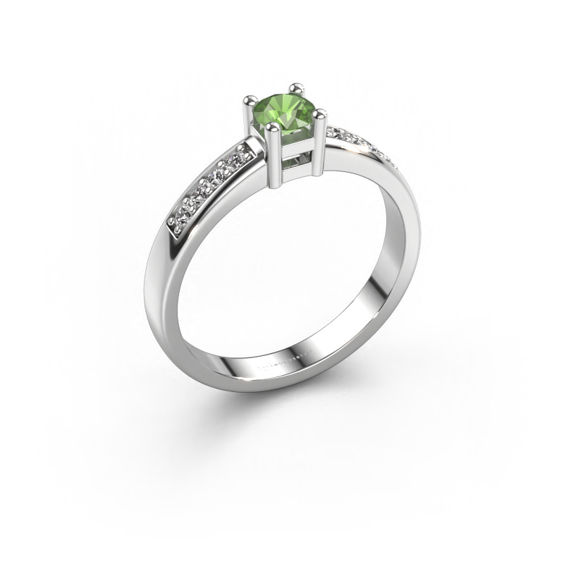 Image of Engagement ring Eline 2 950 platinum Tourmaline green 3.7 mm