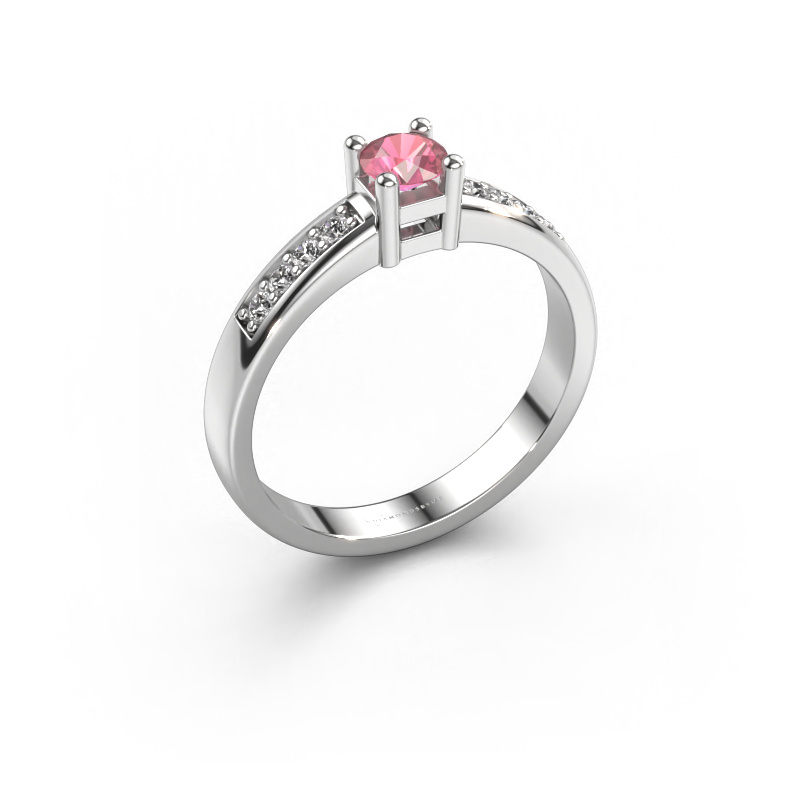 Bild von Verlobungsring Eline 2 950 Platin Turmalin rosa 3.7 mm