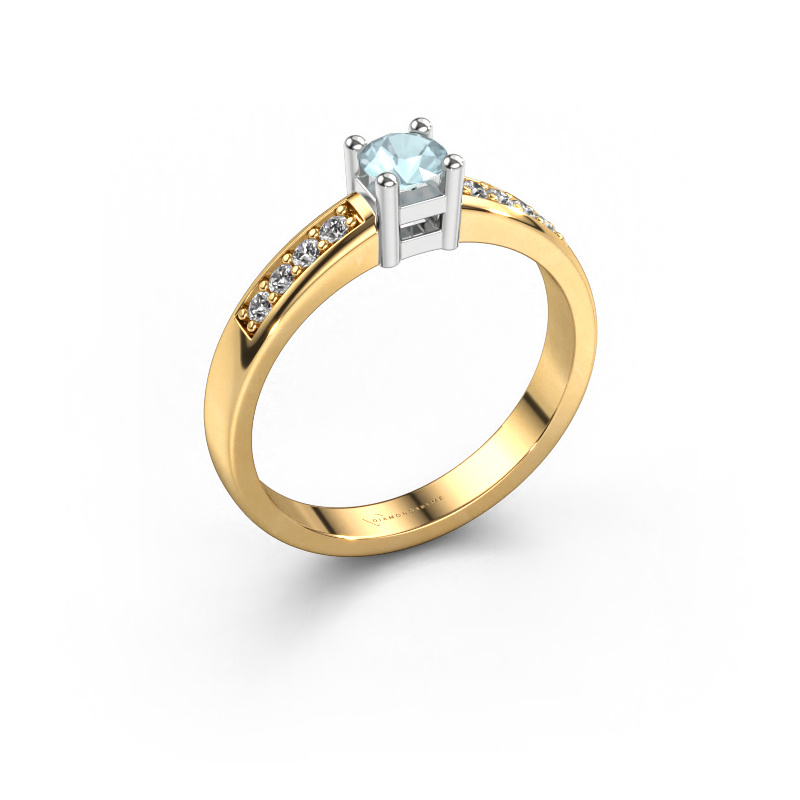 Image of Engagement ring Eline 2 585 gold Aquamarine 3.7 mm