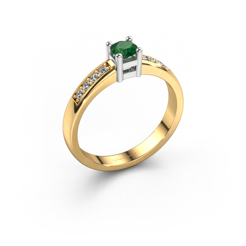 Image of Engagement ring Eline 2 585 gold Emerald 3.7 mm