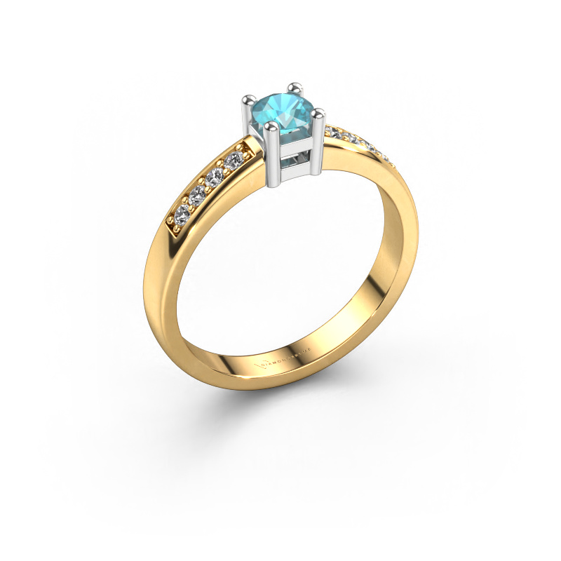 Image of Engagement ring Eline 2 585 gold Blue topaz 3.7 mm