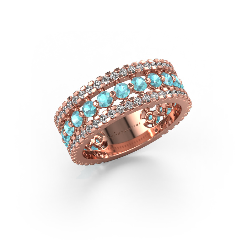 Afbeelding van Ring Elizbeth 2 585 rosé goud Blauw topaas 2.4 mm