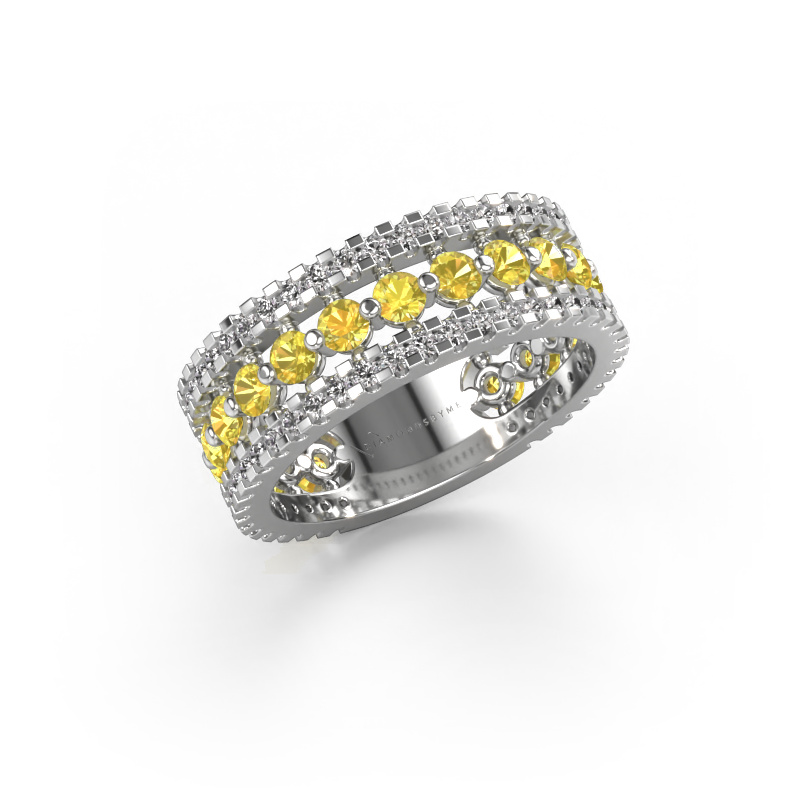 Bild von Ring Elizbeth 2 585 Weißgold Gelb Saphir 2.4 mm