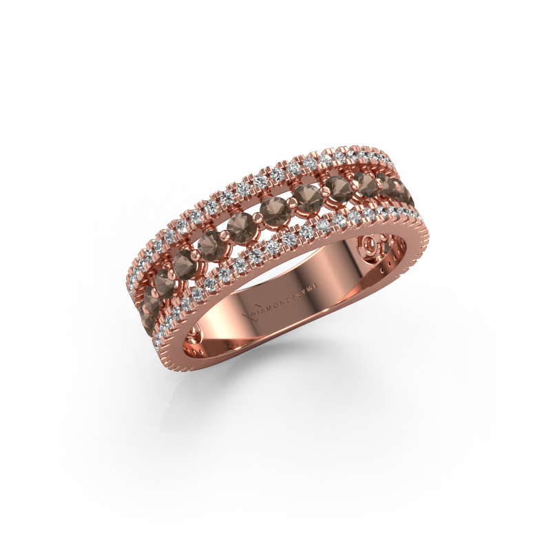 Image of Ring Elizbeth 1 585 rose gold Smokey quartz 2 mm