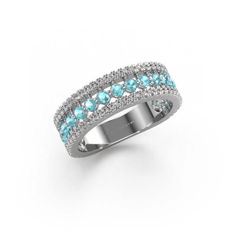 Image of Ring Elizbeth 1 585 white gold Blue topaz 2 mm