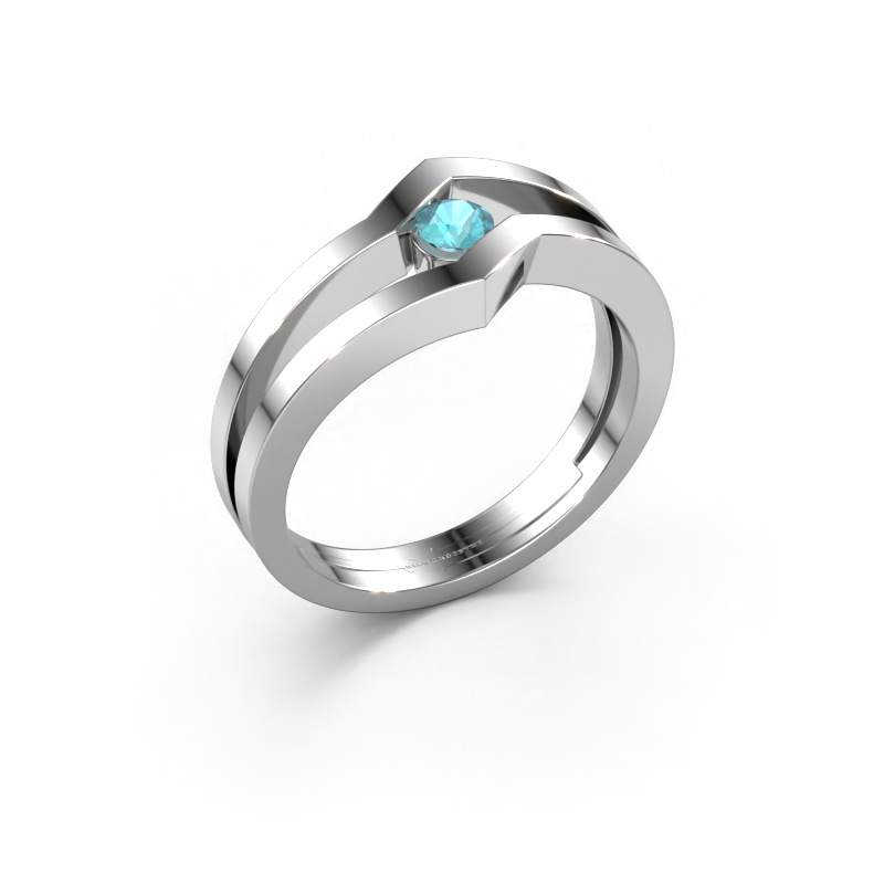 Image of Ring Elize 585 white gold Blue topaz 3.4 mm