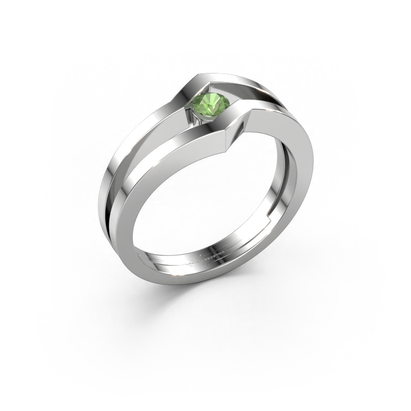 Image of Ring Elize 585 white gold Tourmaline green 3.4 mm