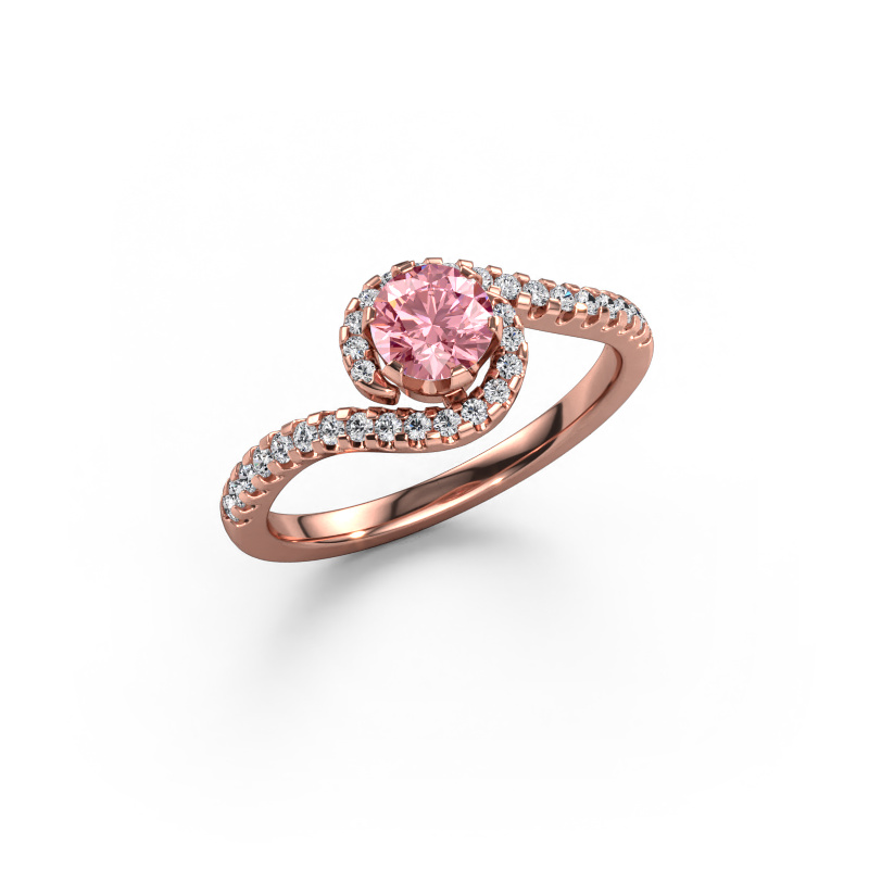 Image of Engagement ring Elli 585 rose gold Pink lab grown diamond 5 mm