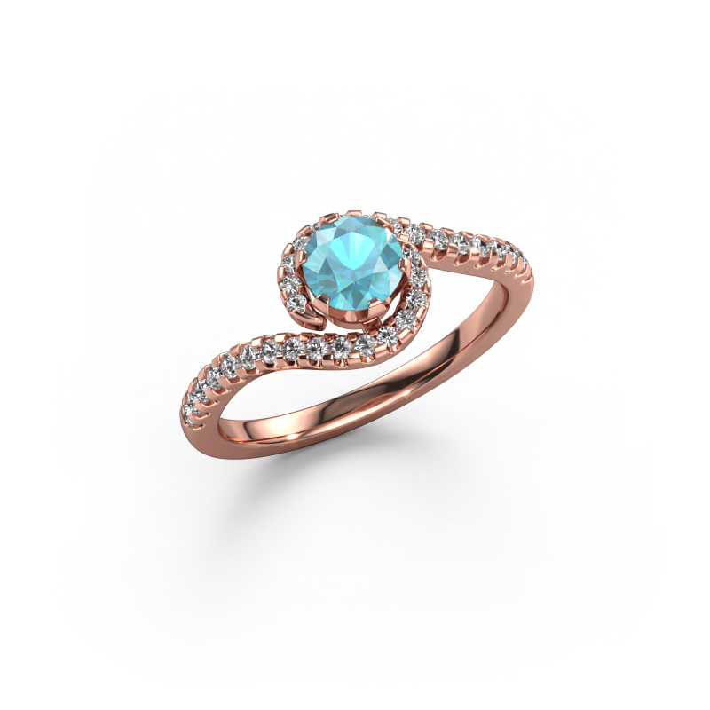 Image of Engagement ring Elli 585 rose gold Blue topaz 5 mm