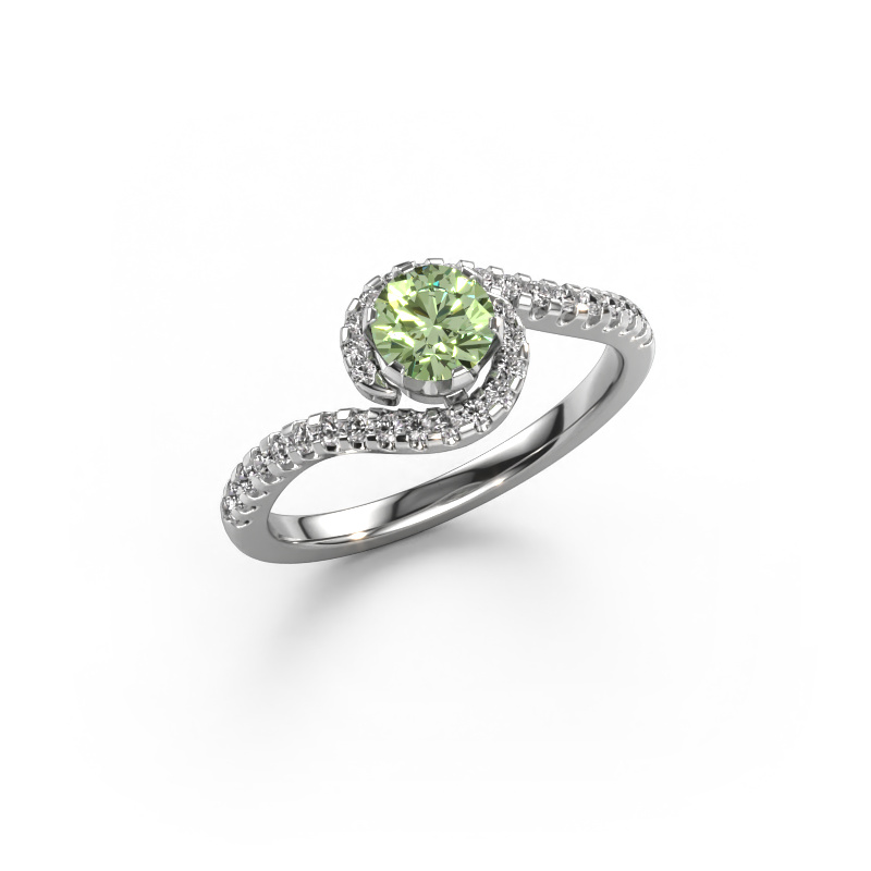 Image of Engagement ring Elli 585 white gold Green lab grown diamond 5 mm