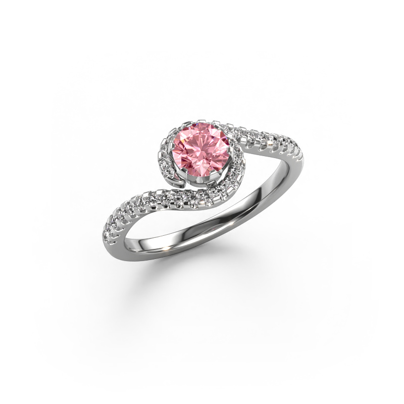 Image of Engagement ring Elli 950 platinum Pink lab grown diamond 5 mm