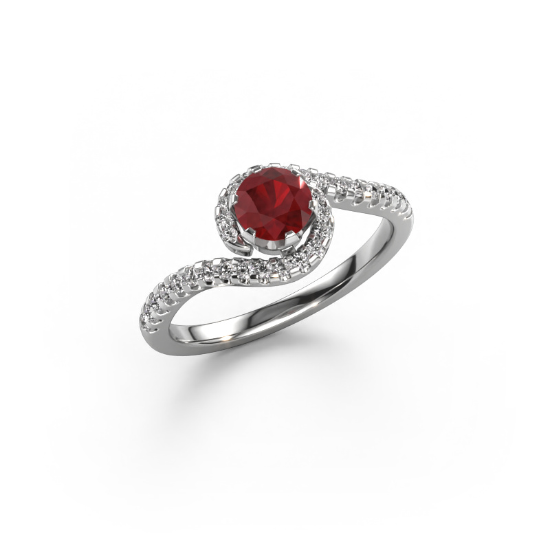 Image of Engagement ring Elli 950 platinum Ruby 5 mm