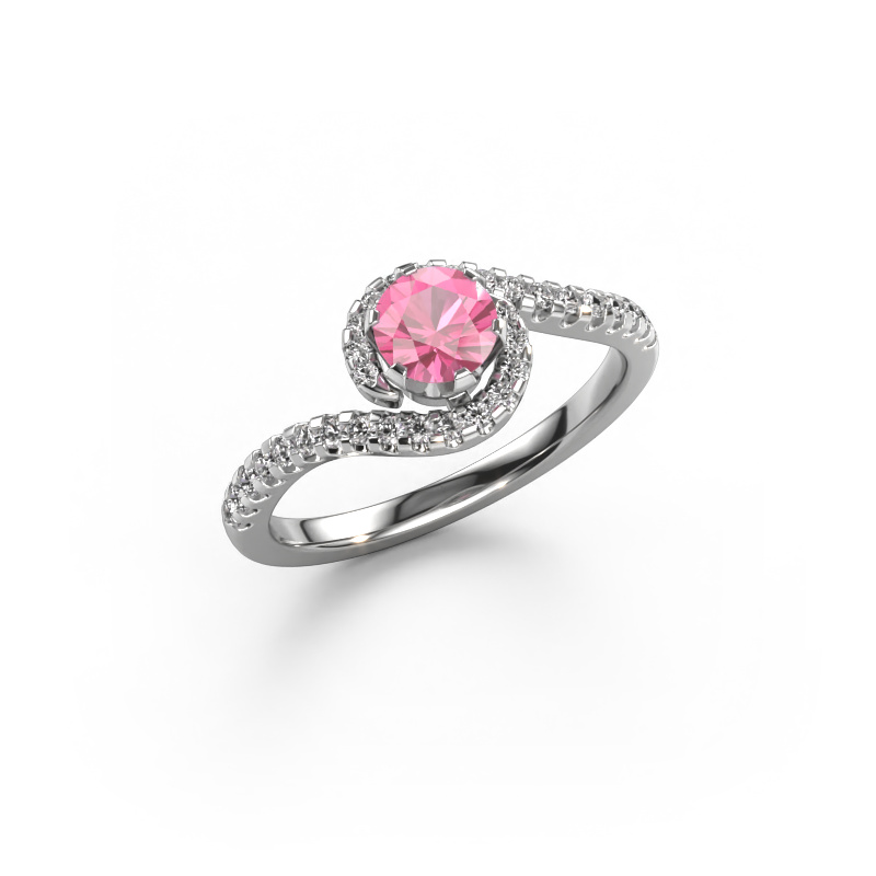 Image de Bague de fiançailles Elli 585 or blanc Saphir rose 5 mm