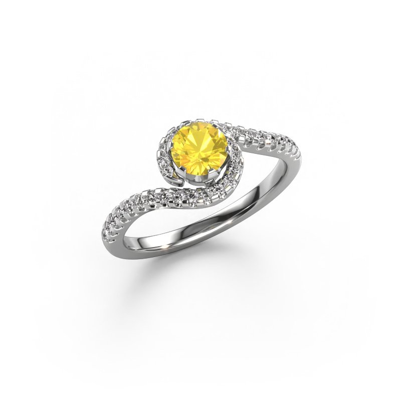 Bild von Verlobungsring Elli 950 Platin Gelb Saphir 5 mm