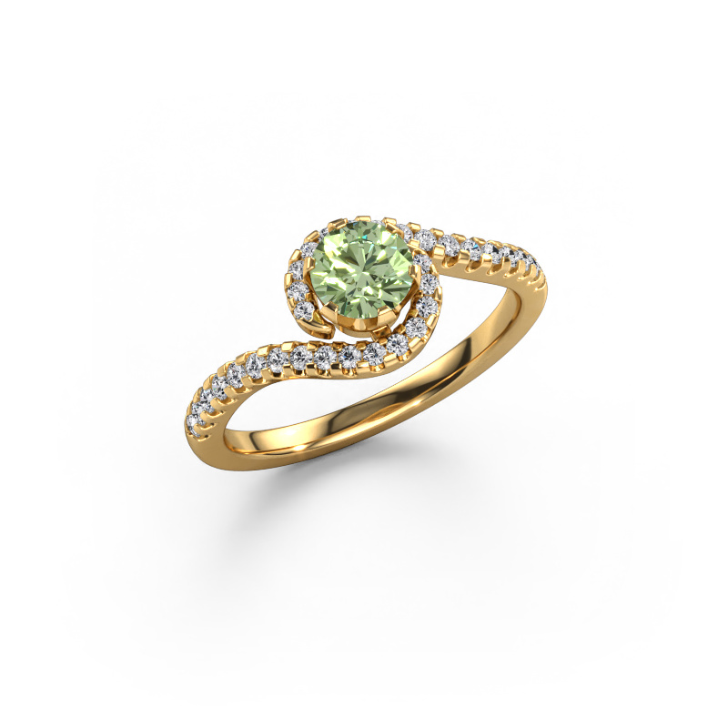 Image of Engagement ring Elli 585 gold Green lab grown diamond 5 mm