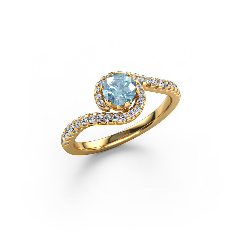 Image of Engagement ring Elli 585 gold Blue lab grown diamond 5 mm